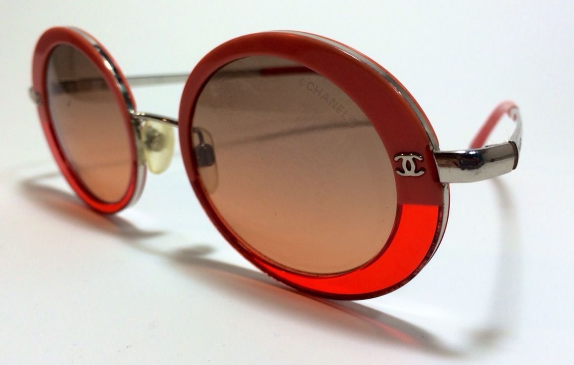 Authentic CHANEL Sunglasses ~ pink orange Retro Round 4182 C.434/4G